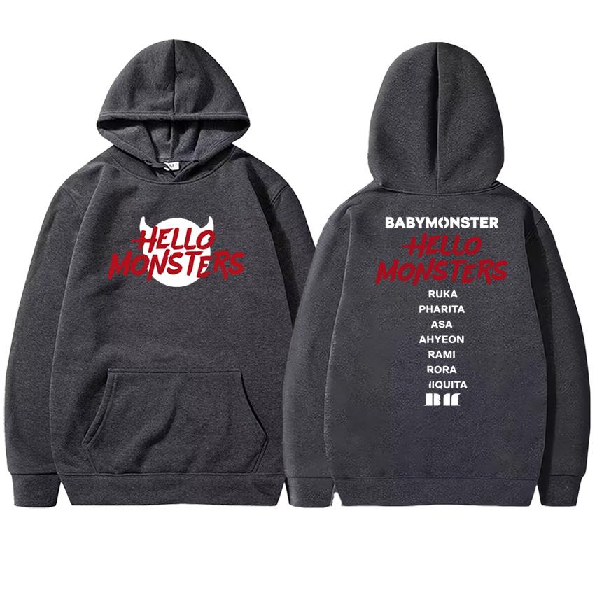 Корея Kpop Babymonster Новый Мир Монстров Мировой Тур 2026 Толстовка Осень Зима Унисекс Флисовые Худи 100
