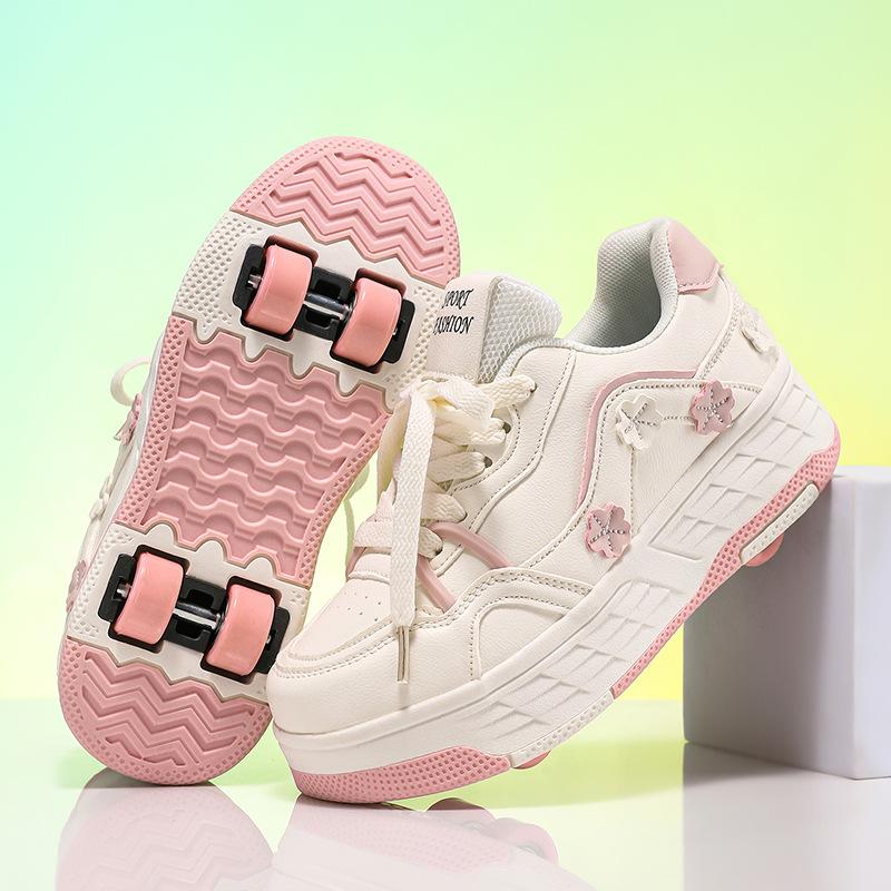 Four-Wheel Runaway Shoes For Boys And Girls Adult Roller Skates Ultra-Light Wheel Shoes Removable Student Double-Wheel Flight Shoes
