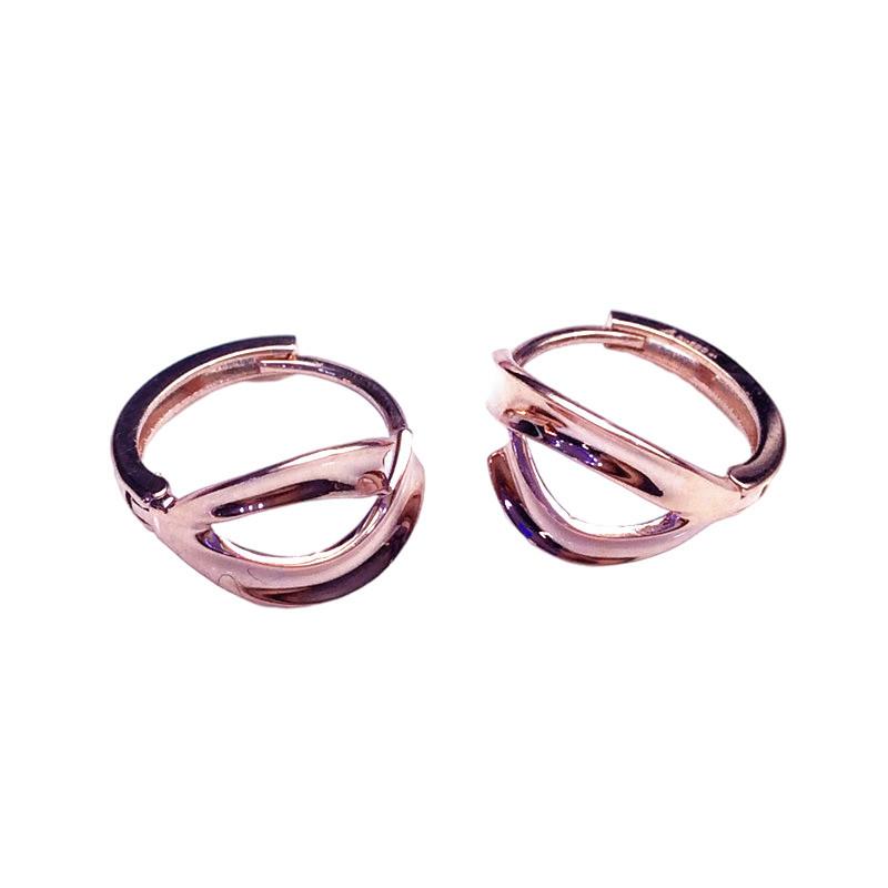 Rose Gold-Plated Color Gold Shiny Earrings Women'S Light Luxury Temperament Purple Gold Fashion Ear Buckles