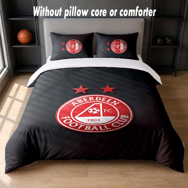 Aberdeen FC Design Bed Bedding Set 1 Duvet Cover + 2 Pillowcases Soft Breathable Household Bed Linens