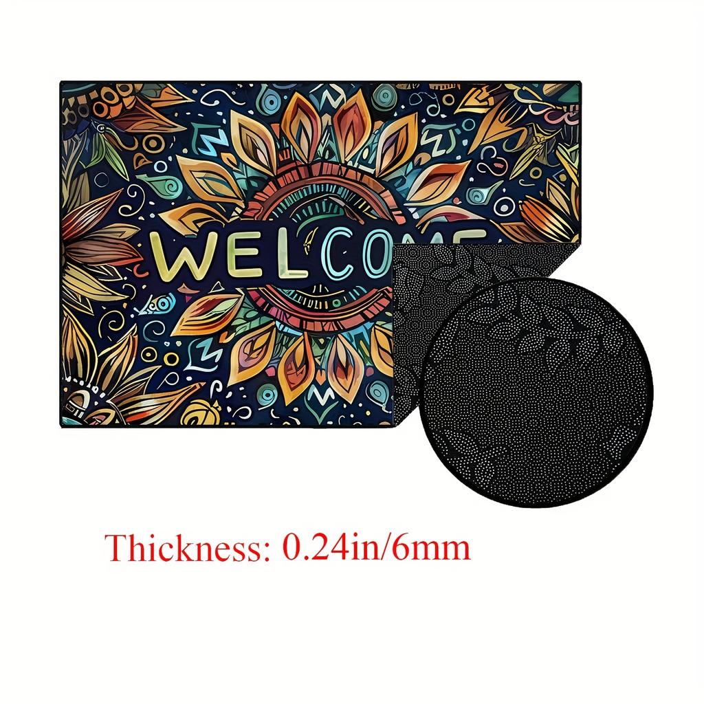 Mandala Welcome Door Mat Entrance Carpet Crystal Velvet Non-Slip Floor Mat for Interior Home Decoration