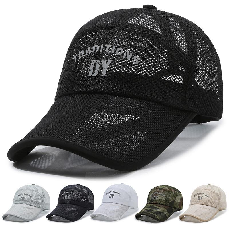 

Summer Men S Mesh Cap Hollow Brim Breathable Mesh Cap Outdoor Sports Sunscreen Fishing Baseball Cap Sun Cap Adjustable чорний