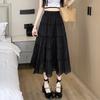 Women's Summer Ruffled Tencel Chiffon A-Line Tiered Skirt Mid-Length High Waist Slimming Skirt