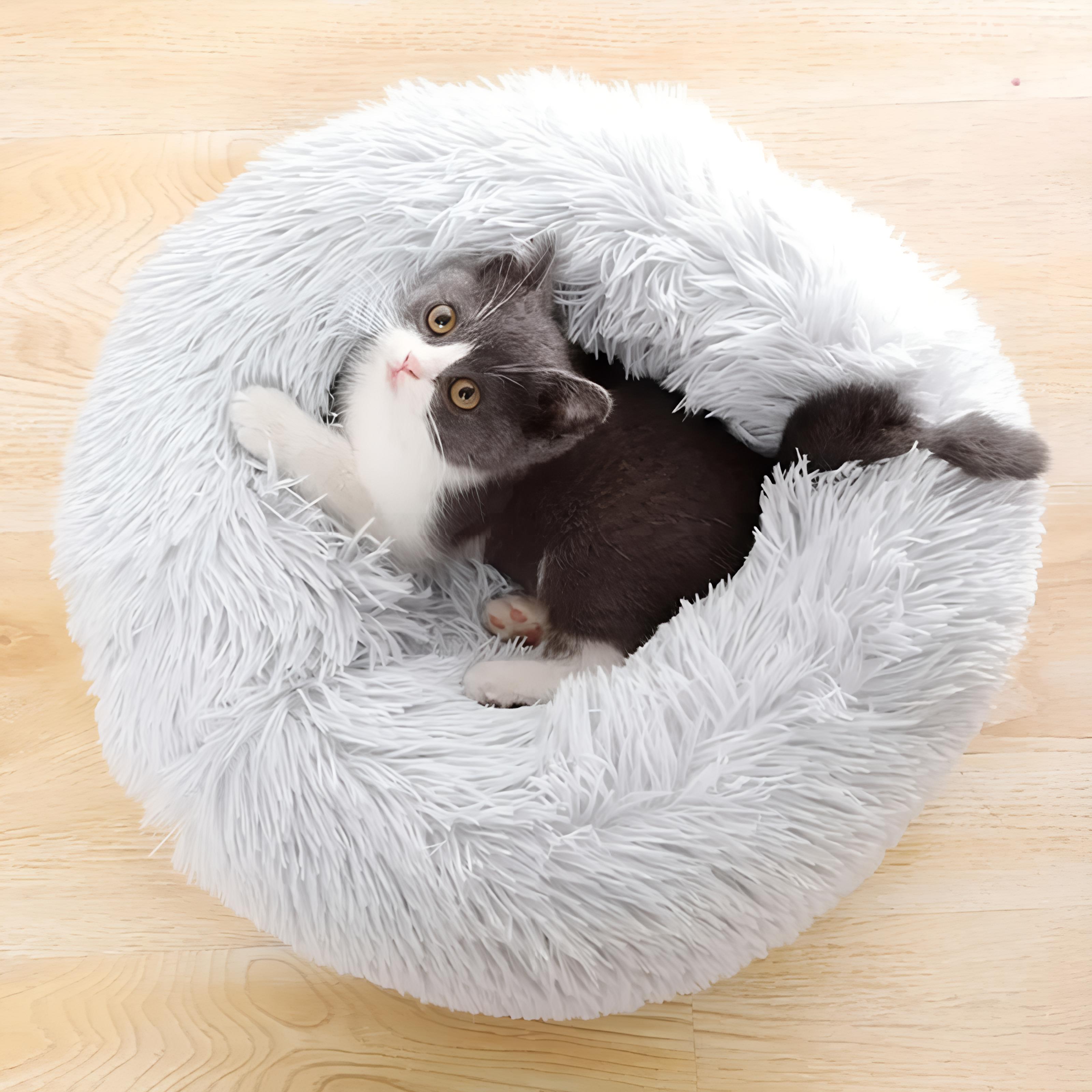 

Super Cat Bed Warm Sleeping Cat Nest Soft Long Plush Best Pet Dog Bed for Dogs Basket Cushion Cat Bed Cat Mat Animals Sleeping S сірий