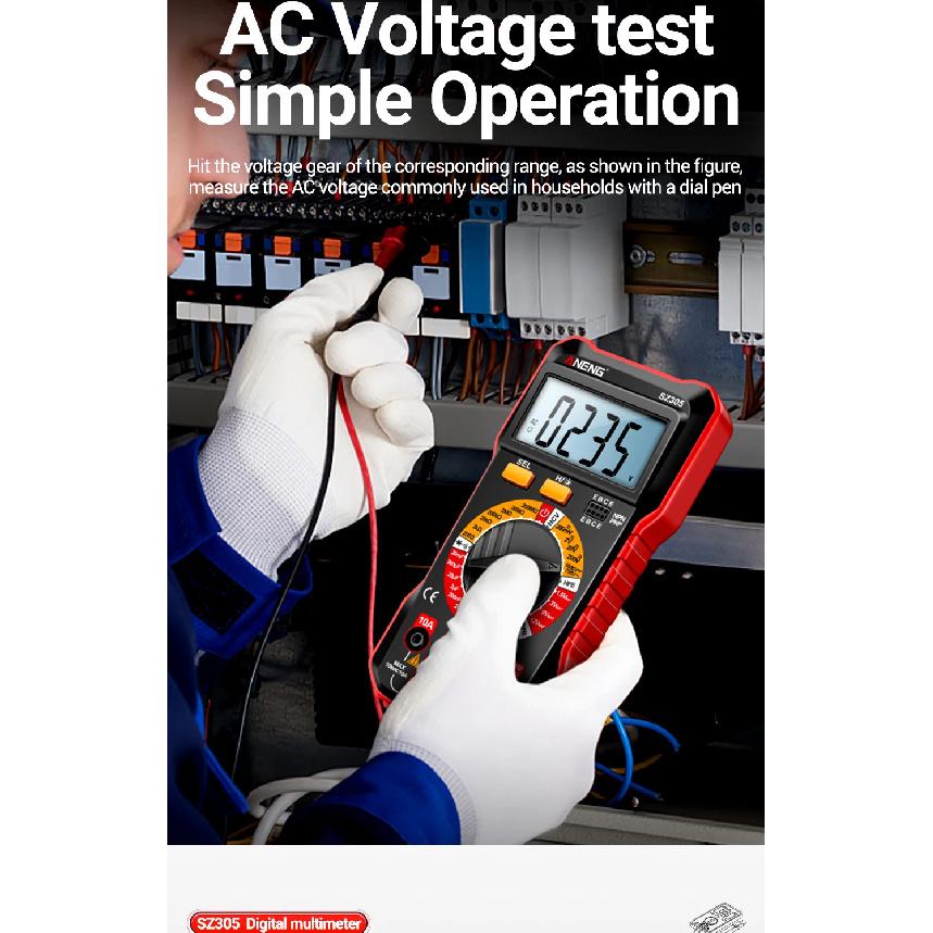 ANENG SZ305 Multimeter Professional Capacitor Tester with 1999 Count AC/DC Voltmeter Current Resistance Ohm Intelligent Testing