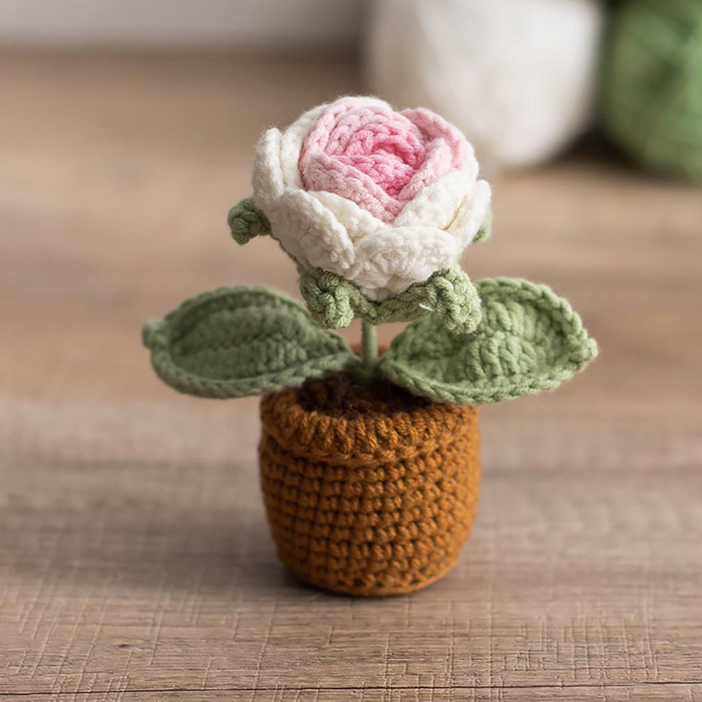 Háčkovaný slunečnicový košík Ručně pletené simulované slunečnice Květináčové ozdoby Sváteční dárky