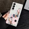 Magnetic Adsorption Phone Case For Samsung Galaxy Z Fold 7 6 5 Fold7 Fold6 Fold5 5G Retro Flowers Pattern Clear Shockproof Cover