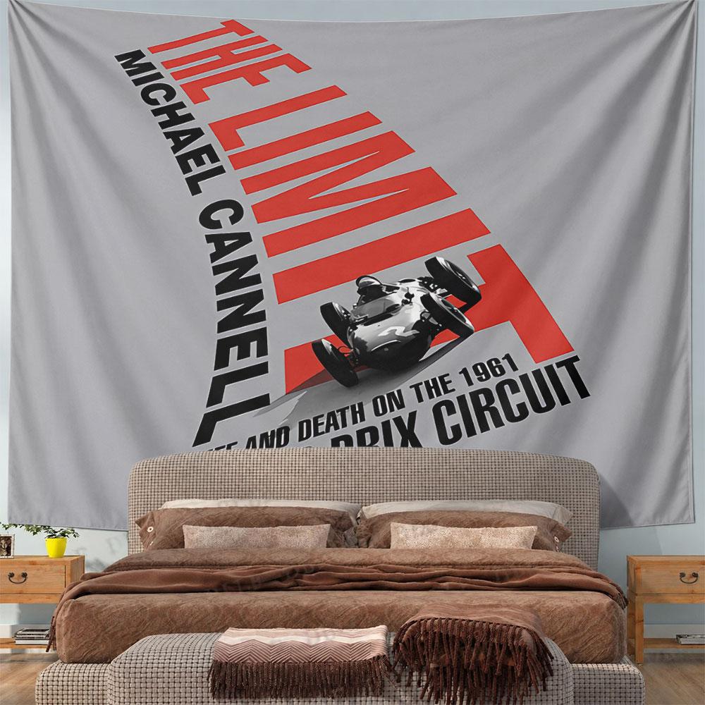 The Limit Grand Prix Book Tapestry Wall Hanging Vintage Racing Art Decor for Man Cave Garage Study Room Gift