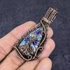 K2 Blue Azurite Gemstone Copper Wire Wrap Jewelry Pendant 2.84"