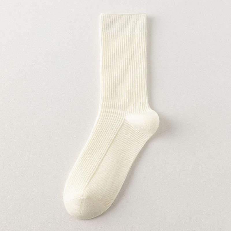 Ladies Spring and Autumn with Pure Color Simple Boneless Long Pile Pile Cotton Socks