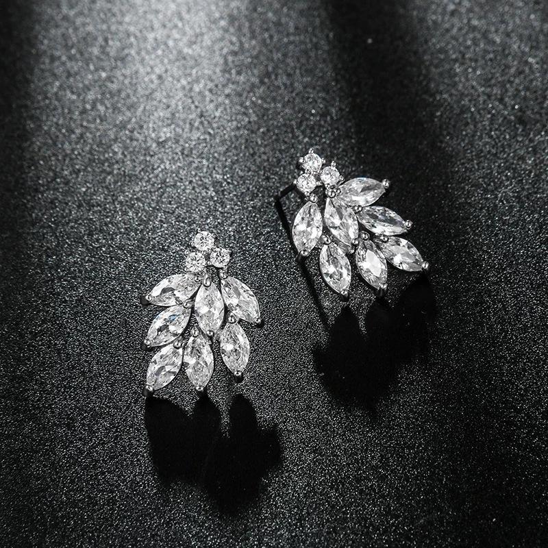 Elegant Temperament Women's Stud Earrings Copper Inlaid Zircon Bridal Earrings Wedding Photography Earrings Cross-border Trade Hot-selling Earrings