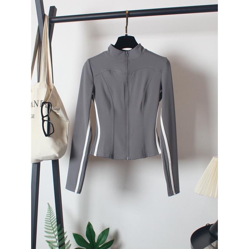 Damen Yoga Sportbekleidungsset: Hochtaillierte Schlaghosen, Schlankmachend, Tanz, Laufen, Reißverschluss, Dreiteilig für Herbst/Winter.