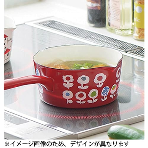 Tamahashi Milk Pan, Enamel, 15cm, Induction and Gas Compatible, Made In Japan, Prune, White, Red Strawberry, YJM-104