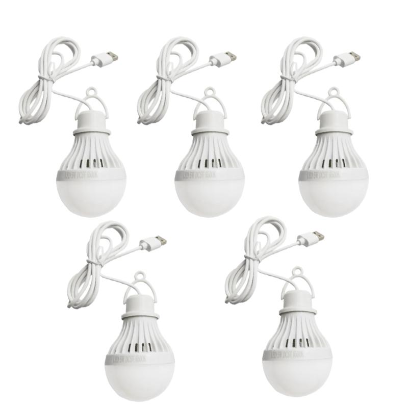 5W USB Light Bulb LED Light Bulb Hanging Camping Lantern Cord Tent Light for Tent Emergency Fishing Hiking Garden Barbecue