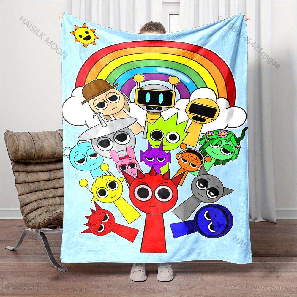 6 Size Music Theme S-Sprunki Printed Blanket Office Beach Camping Shawl Blanket Gift for Family & Friends Super Soft Comfortable
