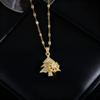 Christmas Tree & Cross Titanium Steel Necklace - Fashionable Women's Design with Micro-Inlaid Copper