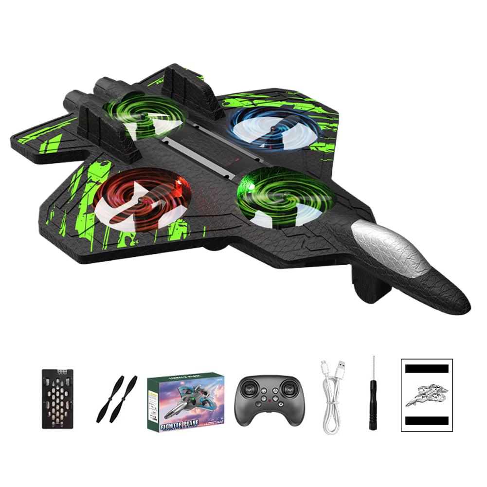 Foam RC Planes Fighter Jet Toys, Remote Control Airplanes for Kids, 360 Flip RC Drone Airplane Helicopter Fighter Jet with Light