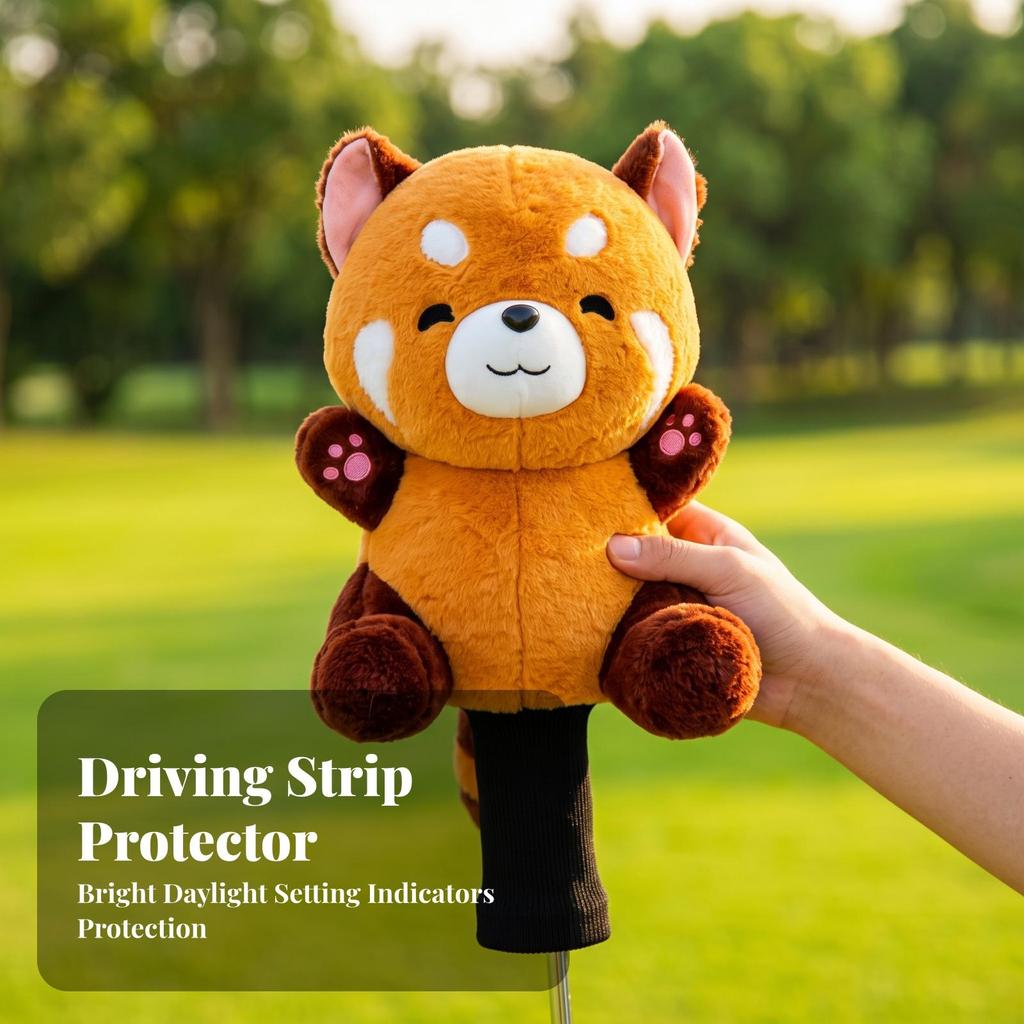 Cartoon Orange and Black Bear Headcover Soft Golf Cover