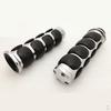 2x Universal Motorcycle Aluminum Hand Grips for 1" Handlebar End Chrome 114C