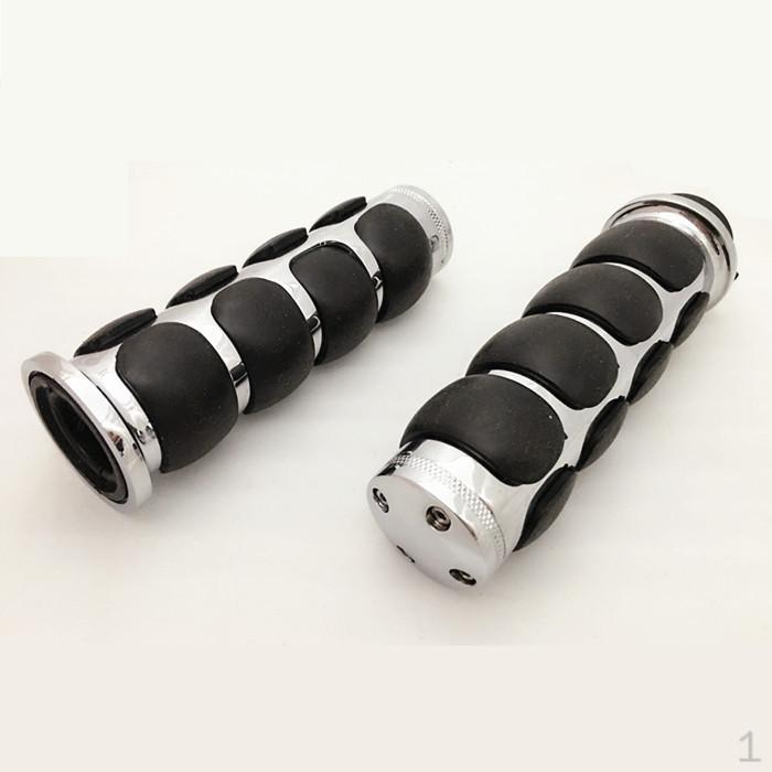 

2x Universal Motorcycle Aluminum Hand Grips for 1 Handlebar End Chrome 114C