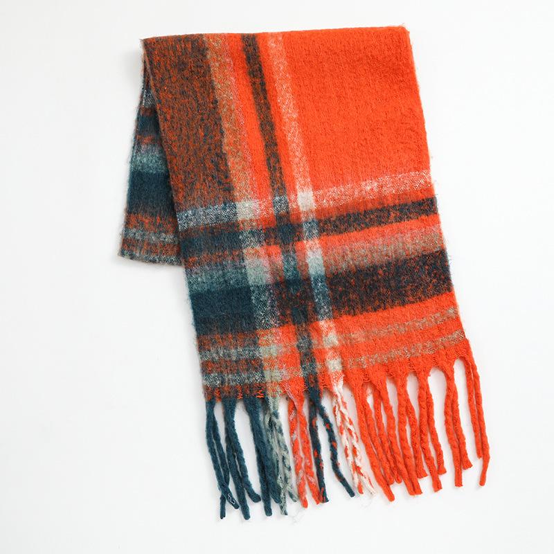 Men's and Women's Thick Woolen Scarf: Solid Color Knitted, Warm, Tassel-Edged, Imitation Cashmere for Winter