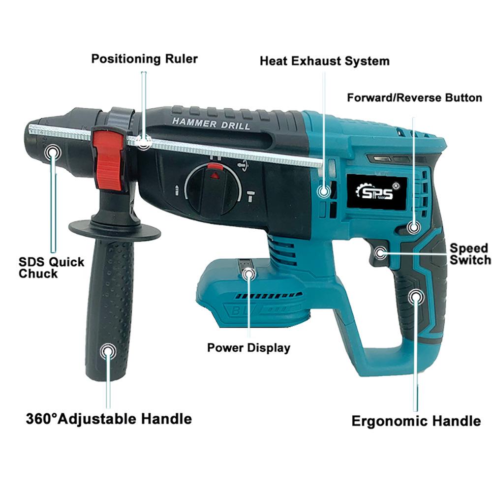 Makita 26 Brushless Lithium Battery Hammer Drill & Electric Pick 3-in-1 Power Tool