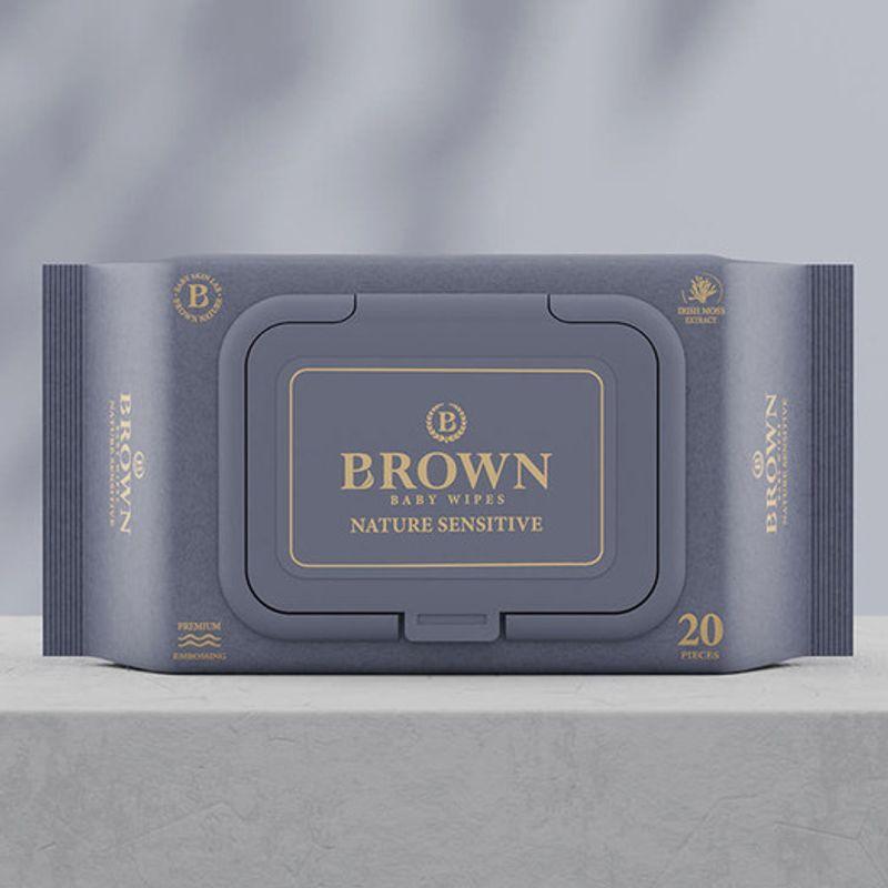 BROWN Brown Nature Sensitive Baby Wipes 20 Sheets, 12 Packs with Portable Caps 12 packs