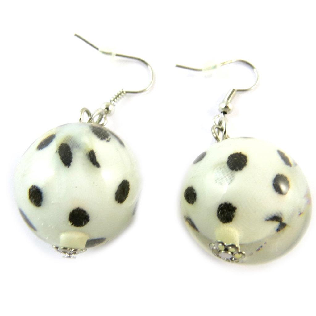 Les Trésors De Lily [N9938] - Designer Earrings 'Scarlett' White Black (small Polka Dots)