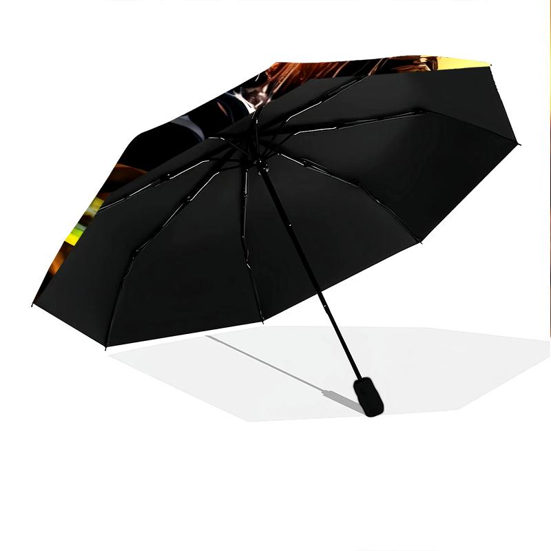 1 PC Automatic Folding Umbrella - Flame Art Pattern, Portable & Foldable Design with 8 Ribs, Christmas Birthday Gifts