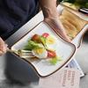 Creative Bread Shaped Ceramic Breakfast Plate Toast Dishes Salad Fruit Snack Tray Household Tableware Dinner