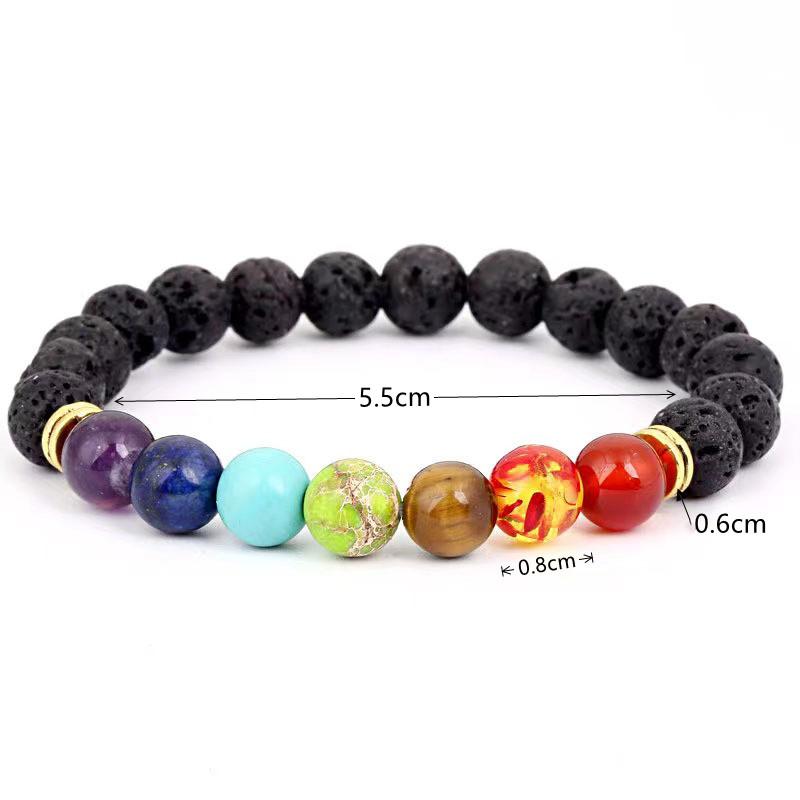 1pcs Bracelet For Men And Women Volcanic Stone Hand Beaded Colored Stone Stretch Hand Jewelry