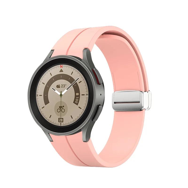 Pulseira de Silicone Sem Folga Para Samsung Galaxy Watch 8 7/6/5/4 40mm 44mm Pro 45mm Pulseira Magnética Banda Watch 8 6 4 Cinto Clássico