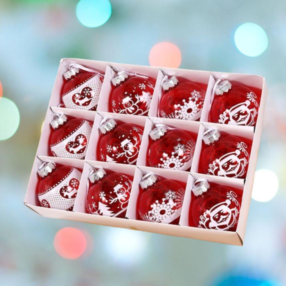 12PCS 8cm Electroplated Christmas Hanging Balls Shatterproof Xmas Tree Pendants  Party Favors