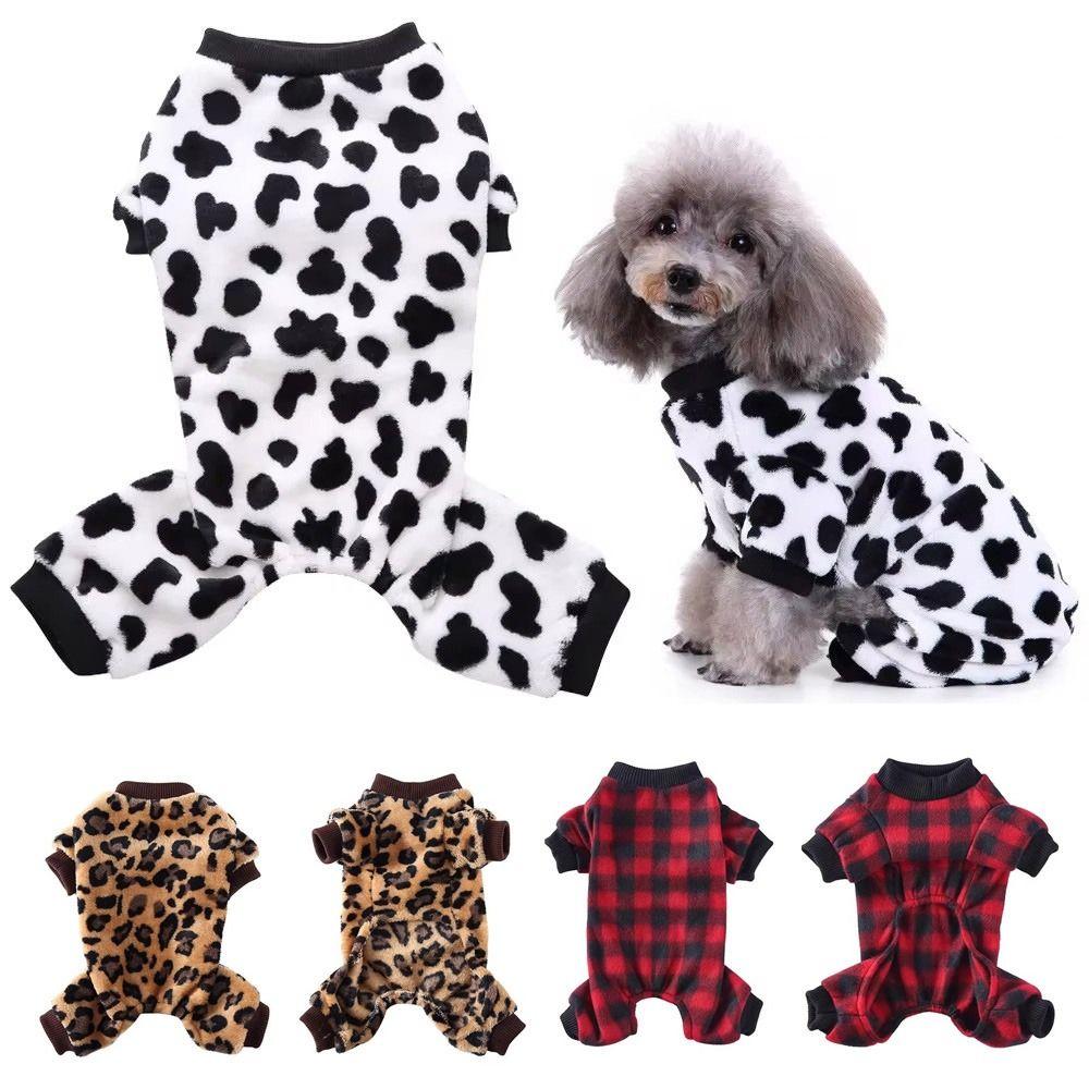 Warm Small Dog Jumpsuits Fleece Dog Overalls Pajamas Cute Winter Dog Pajamas