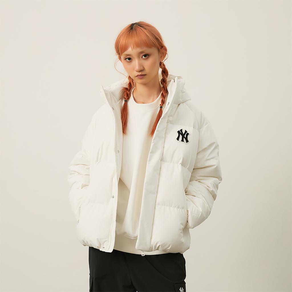 New MLB Preppy Style Collection New York Yankees FW24 Down Jacket Unisex Cream 3ADJV1046-50CRS