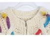 Handmade Retro Cable Knit Floral Cardigan Sweater for Women