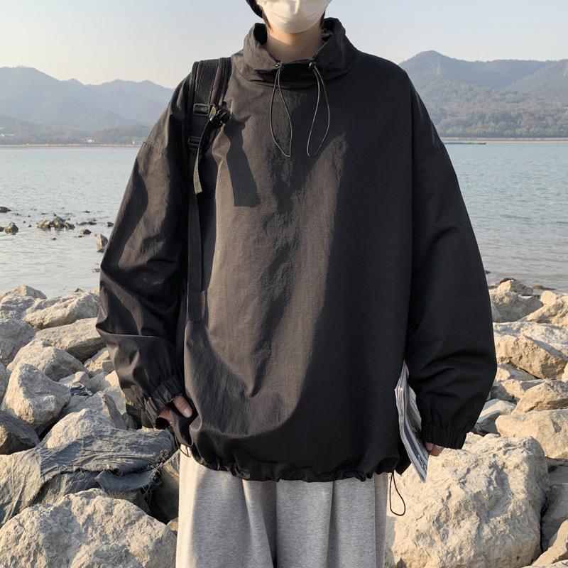 

Весенняя рубашка-поло в гонконгском стиле, толстовка, мужская, свободная, повседневная, в стиле Харадзюку, с длинными рукавами, с лацканами для пары 2XL