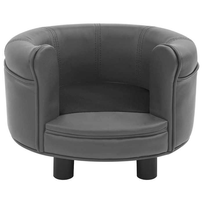 VidaXL Dog Sofa Grey 48x48x32 Cm Plush and Faux Leather Cat Sofa 170956