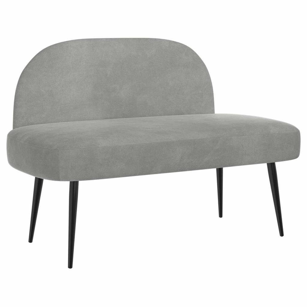 Padded Bench with Backrest Light Grey 110 X 60 X 76 Cm Velvet