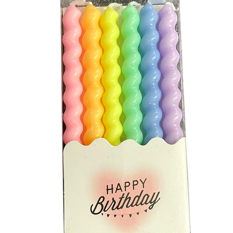 Twisted Thread Macaron Spiral Birthday Candles - Cute Candy Cake Decorations
