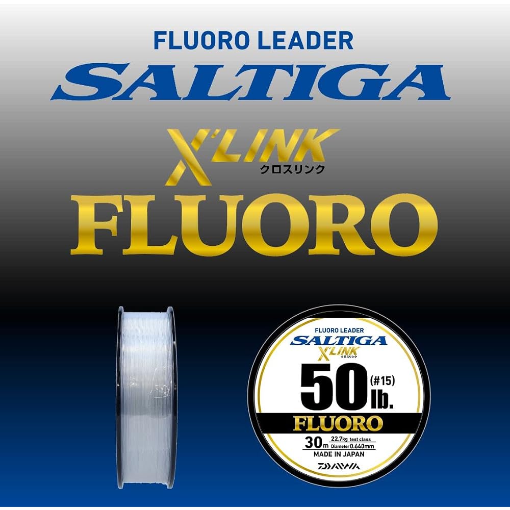 Saltiga Fluorocarbon Leader Crosslink 30m 80lb (#25) Natural Fishing Line