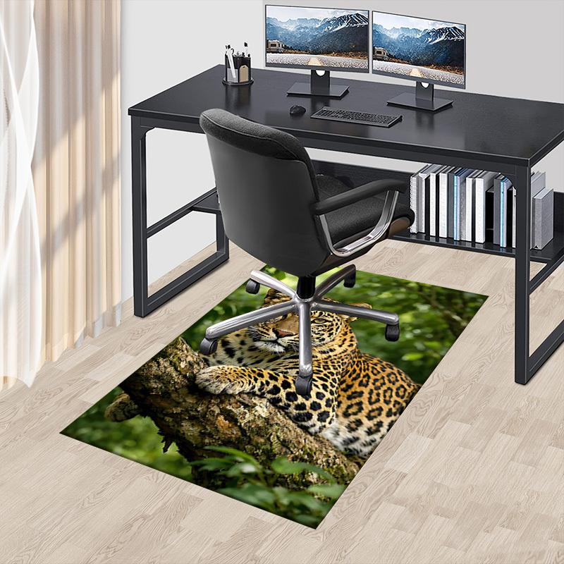 1PC Leopard Non-Slip Floor Carpet Compatible for Office&Living Room&Dining Room - Flat-Weave Machine- Soft & Pattern-E243