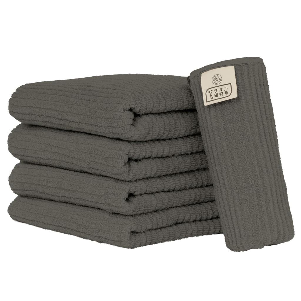Towel Laboratory Face Set of Hand Ribbed Fast JapanTechnology [Smooth Touch] #032 Towels, Gray, 5, Kitchen, Thin, Towels, Smooth, Weave, Absorbency,