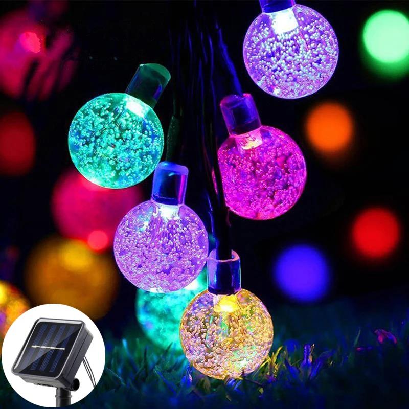 5/7/12M Waterproof Solar Bubble Ball Light String Lights Outdoor Crystal Globe String Light Garden Party Christmas Decoration