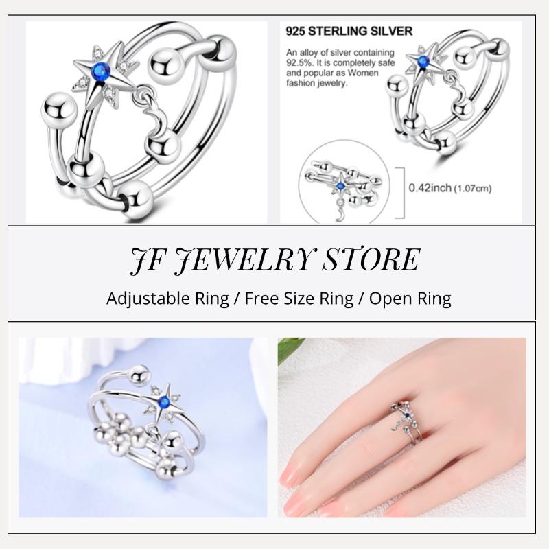 Free Size Ring For Women S925 Silver Original Blue Eyes Dragon Bee Shell Cherry Adjustable Rings Clover Chain Open Ring Jewelry