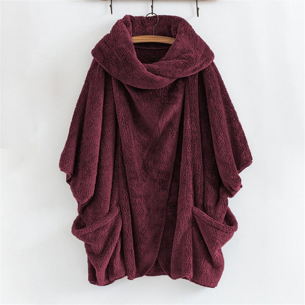 Ladies Double-sided Plush Large Lapel  Sleeve Cardigan Jacket