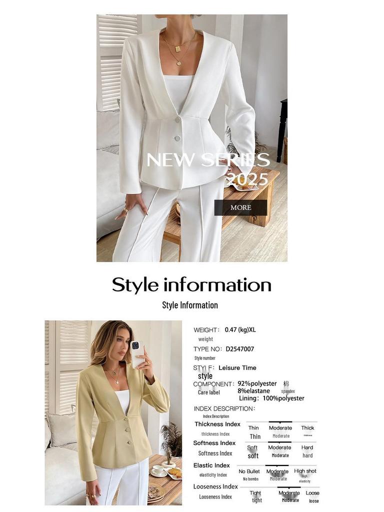 2025 Autumn/Winter European & American Elegant Long-Sleeve Buttoned Women's Suit Jacket