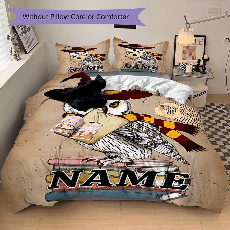 Custom Name Cartoon Harryl Bedding 3 Piece Set HD Print Duvet Cover Pillowcases for Teens Adult Bedroom Decoration