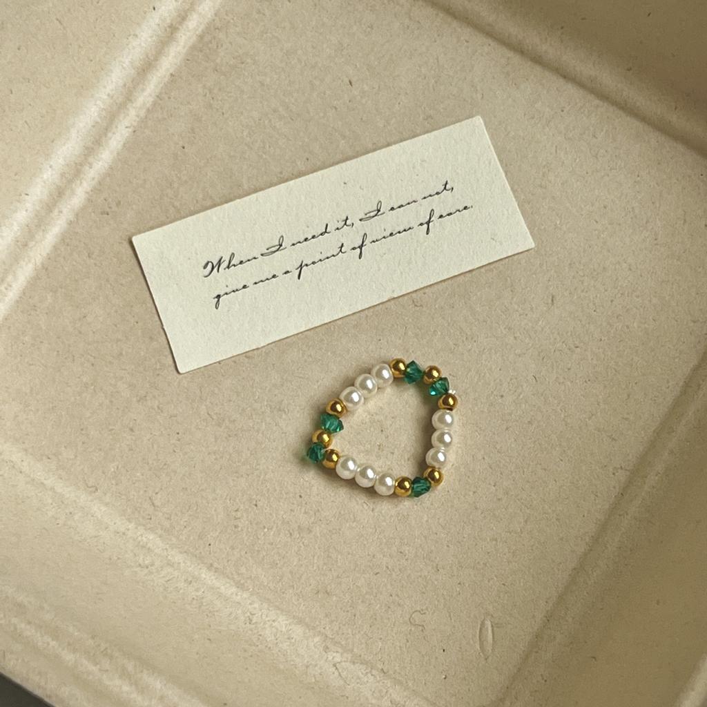 Color crystal beaded ring  niche design sense high-end finger ring light luxury temperament all-match ring accessories