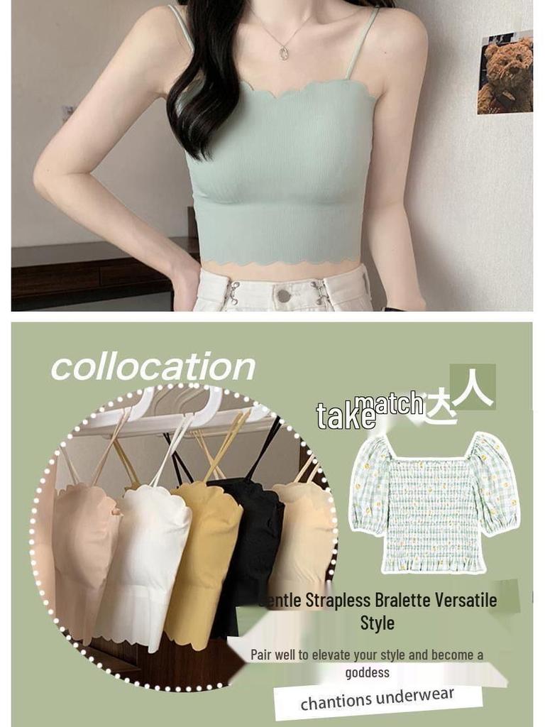 Trägerloses Camisole aus Eis-Seide: Gepolstert, Ohne Bügel, Dünner Stil für Schülerinnen - Perfekte Sommer-Unterwäsche oder Oberbekleidung